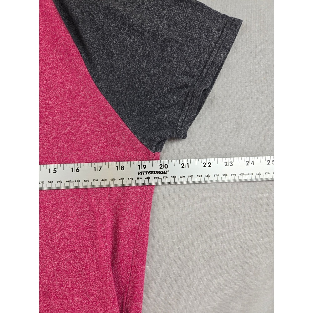 Hollister Mens Short Sleeve Raglan T-Shirt Pink Gray Heathered Logo Size M - Picture 4 of 10